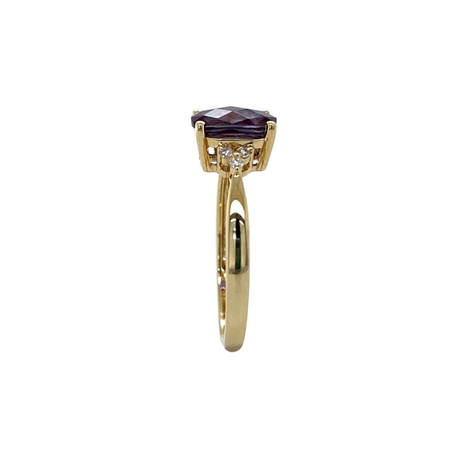 14K Gold Lab-Grown Alexandrite & Diamond Ring - Image 7