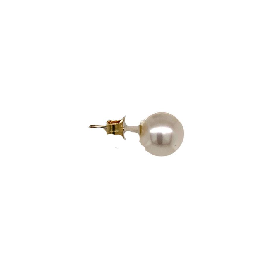 14K Gold 8-8.5mm Freshwater Cultured Pearl Stud Earrings - Image 5