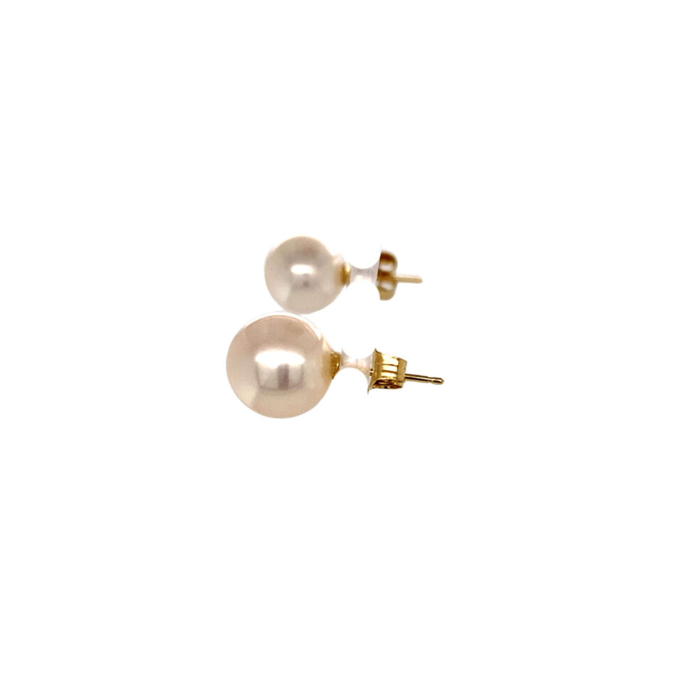 14K Gold 8.5-9mm Freshwater Cultured Pearl Stud Earrings - Image 3