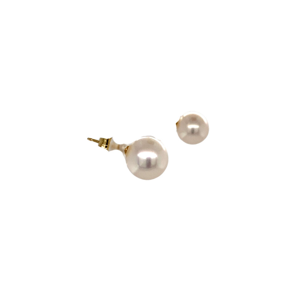 14K Gold 8.5-9mm Freshwater Cultured Pearl Stud Earrings - Image 5