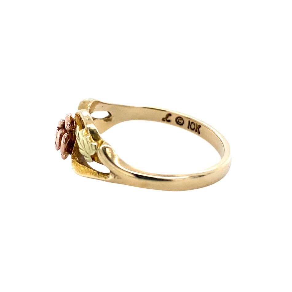 10K Tri-Tone Rose & Leaf Design Ring - Image 3