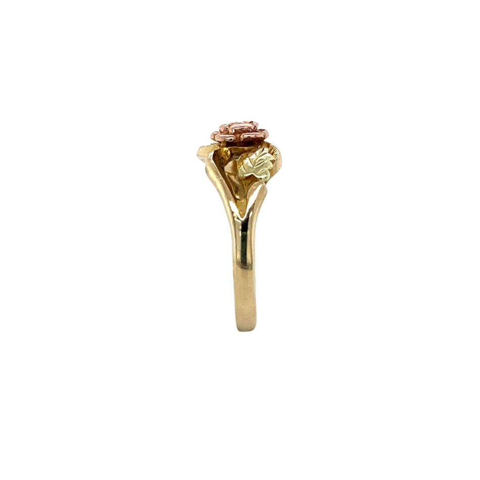 10K Tri-Tone Rose & Leaf Design Ring - Image 7