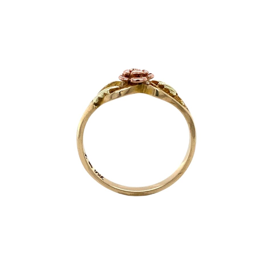 10K Tri-Tone Rose & Leaf Design Ring - Image 8