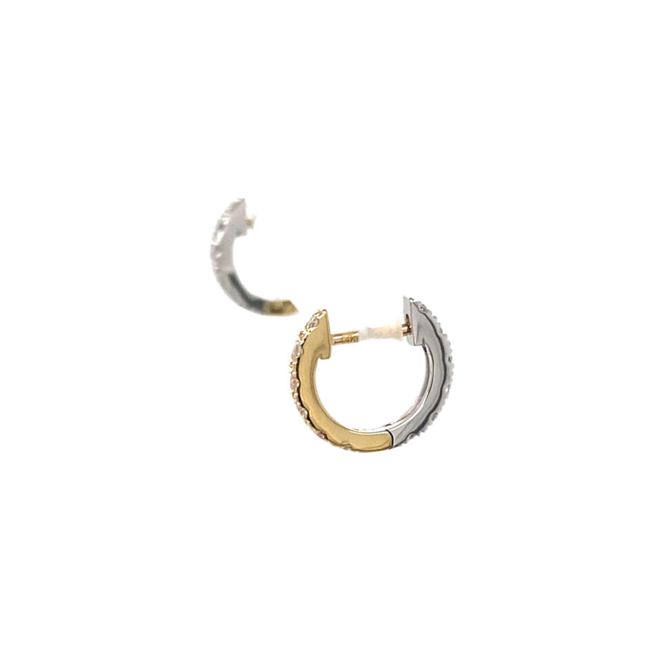 14K Two-Tone Gold .24ctw Diamond Reversible "Huggie" Hoop Earrings - Image 3