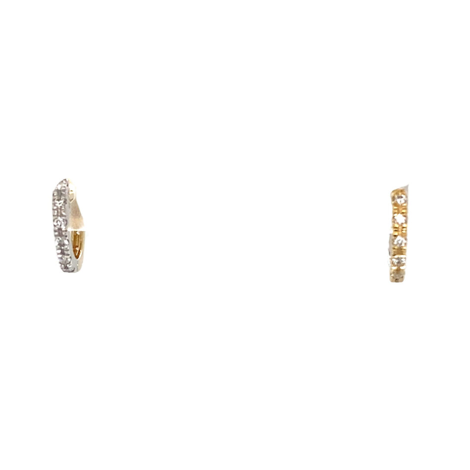 14K Two-Tone Gold .24ctw Diamond Reversible "Huggie" Hoop Earrings - Image 4