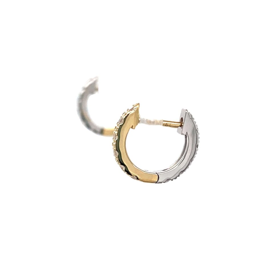 14K Two-Tone Gold .24ctw Diamond Reversible "Huggie" Hoop Earrings - Image 5