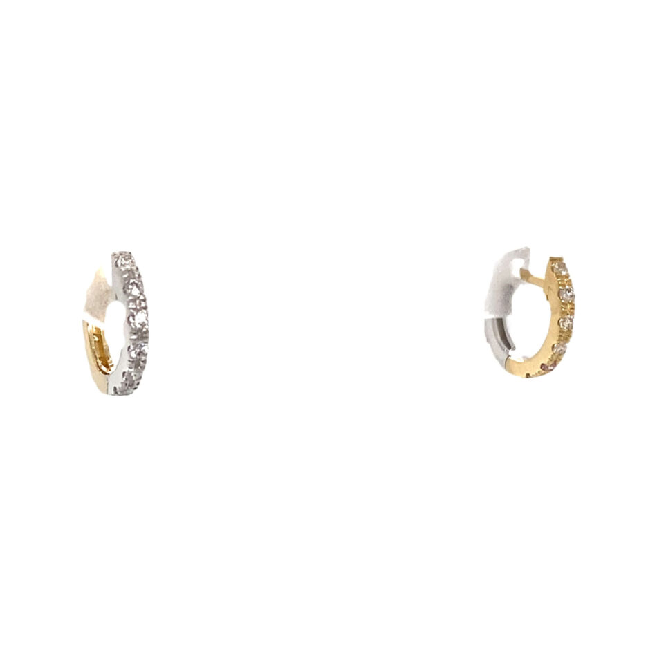 14K Two-Tone Gold .24ctw Diamond Reversible "Huggie" Hoop Earrings - Image 6