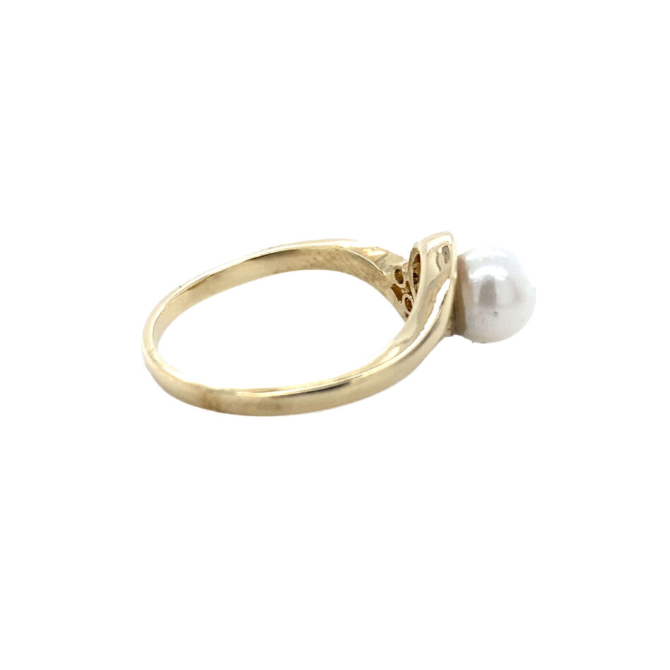 10K Gold Pearl & Diamond Ring - Image 5