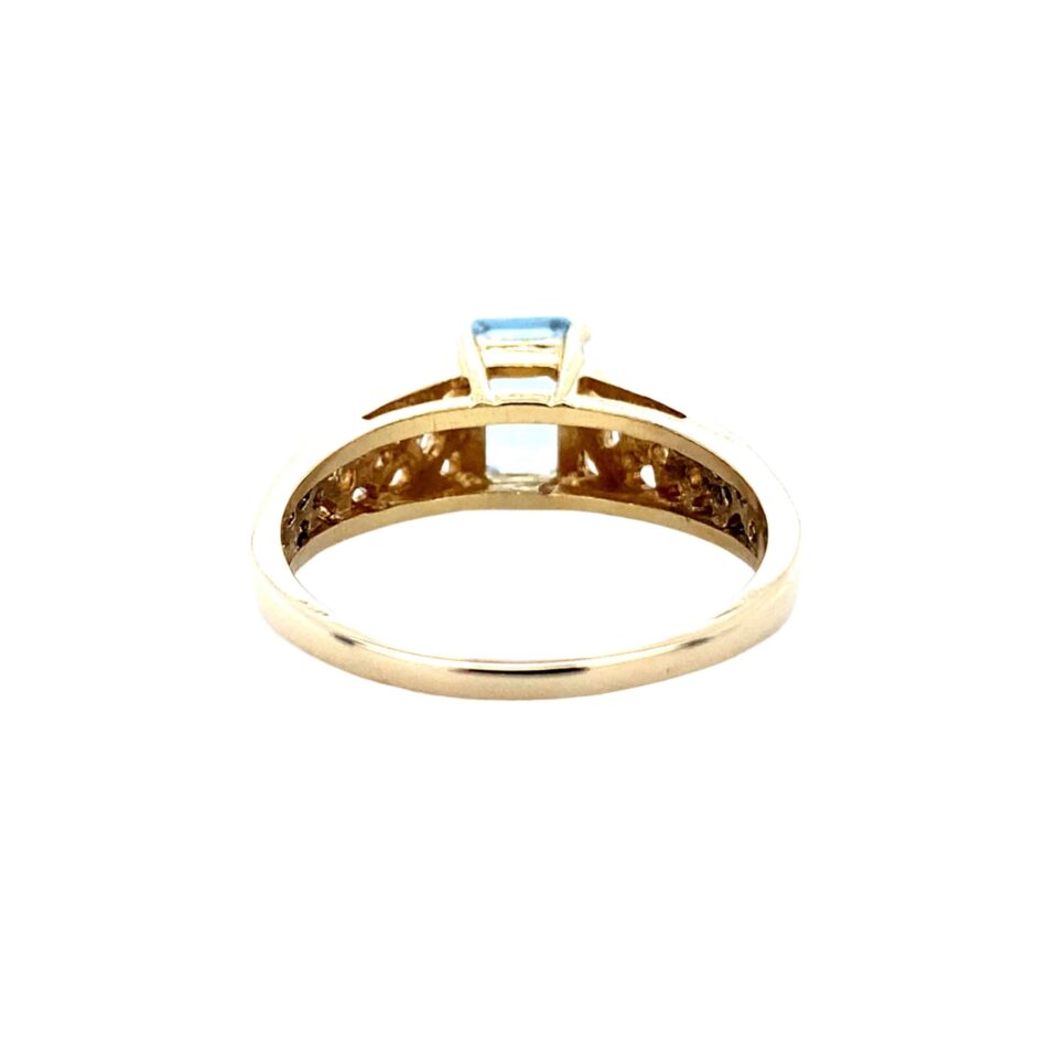 14K Gold Aquamarine Filigree Ring - Image 4