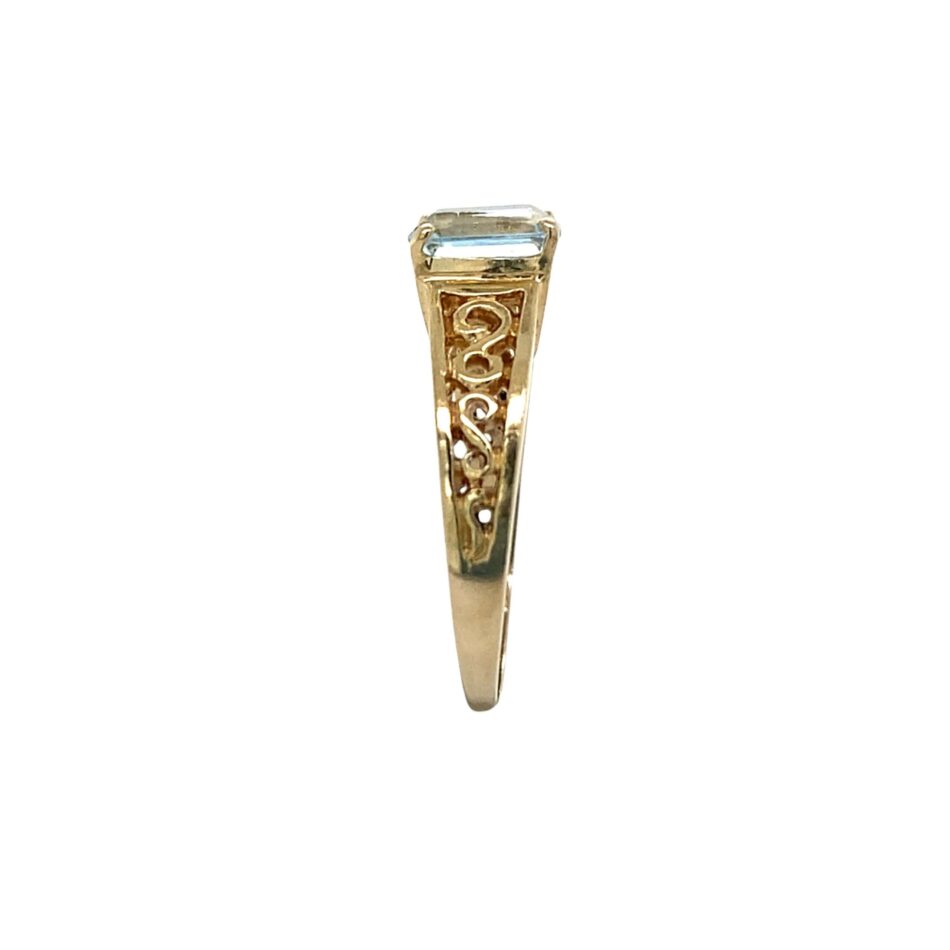 14K Gold Aquamarine Filigree Ring - Image 7