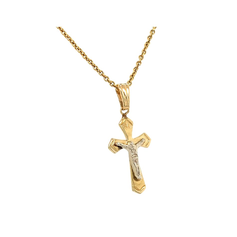 14K Two-Tone Crucifix Pendant - Image 4