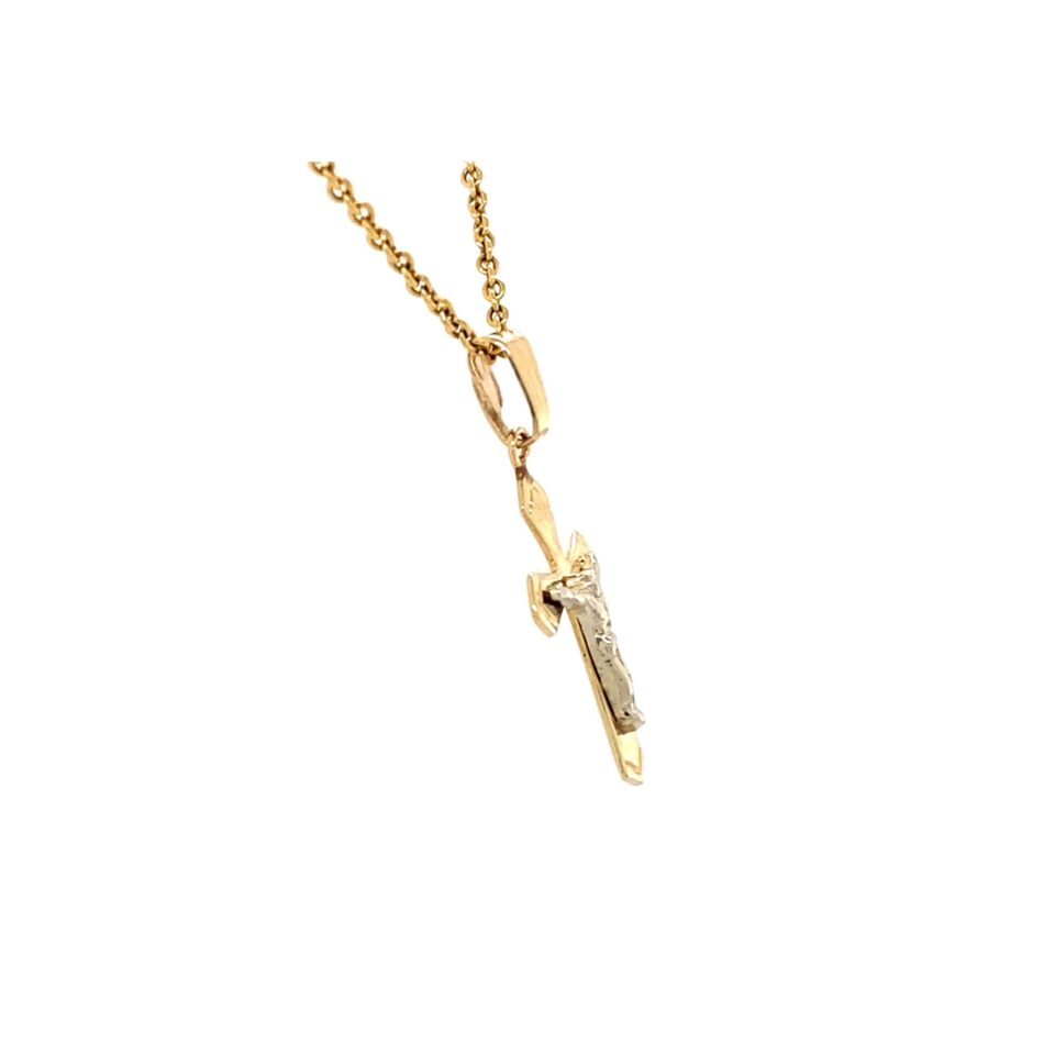 14K Two-Tone Crucifix Pendant - Image 5