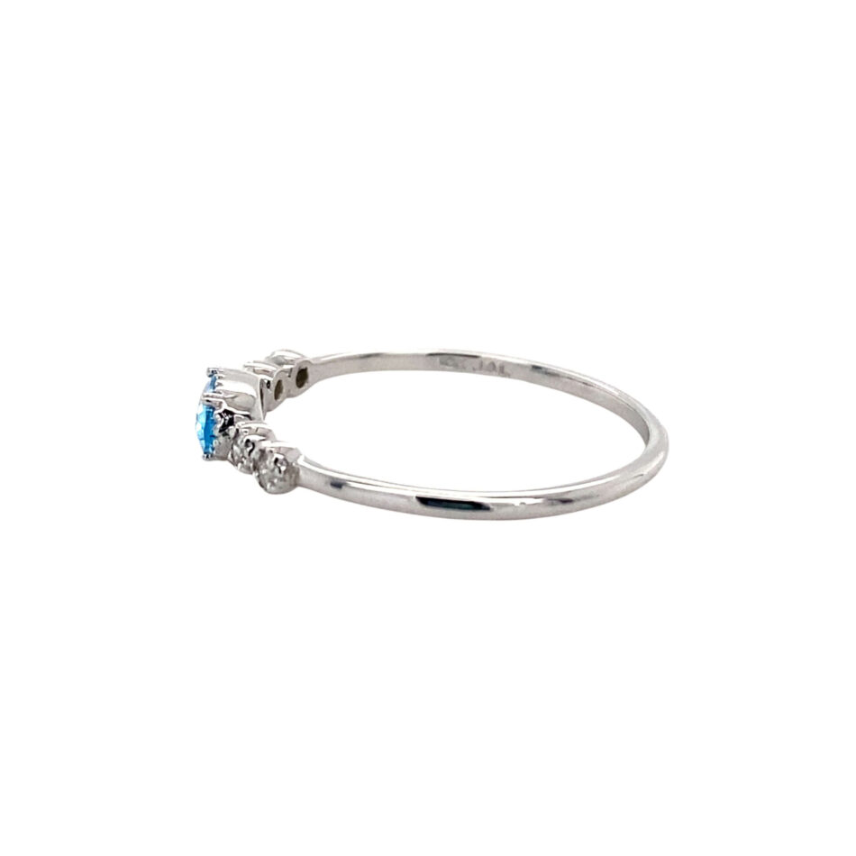 10K White Gold Blue Topaz & Diamond Ring - Image 3