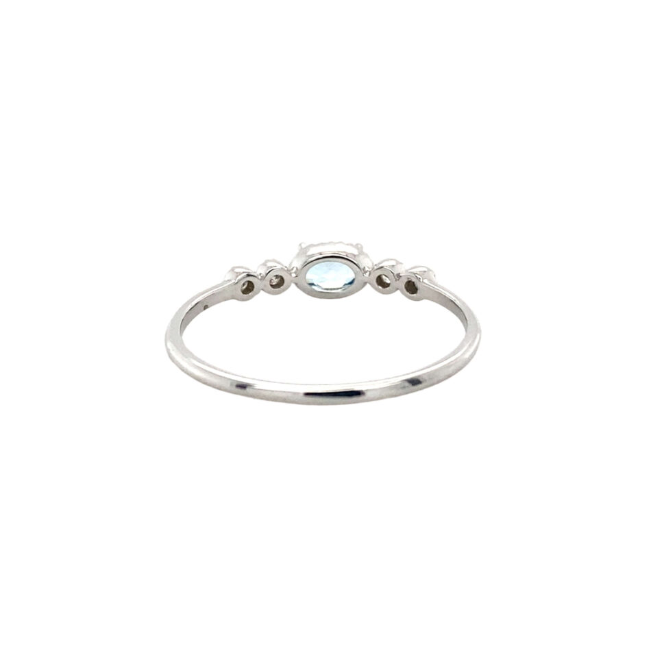 10K White Gold Blue Topaz & Diamond Ring - Image 4