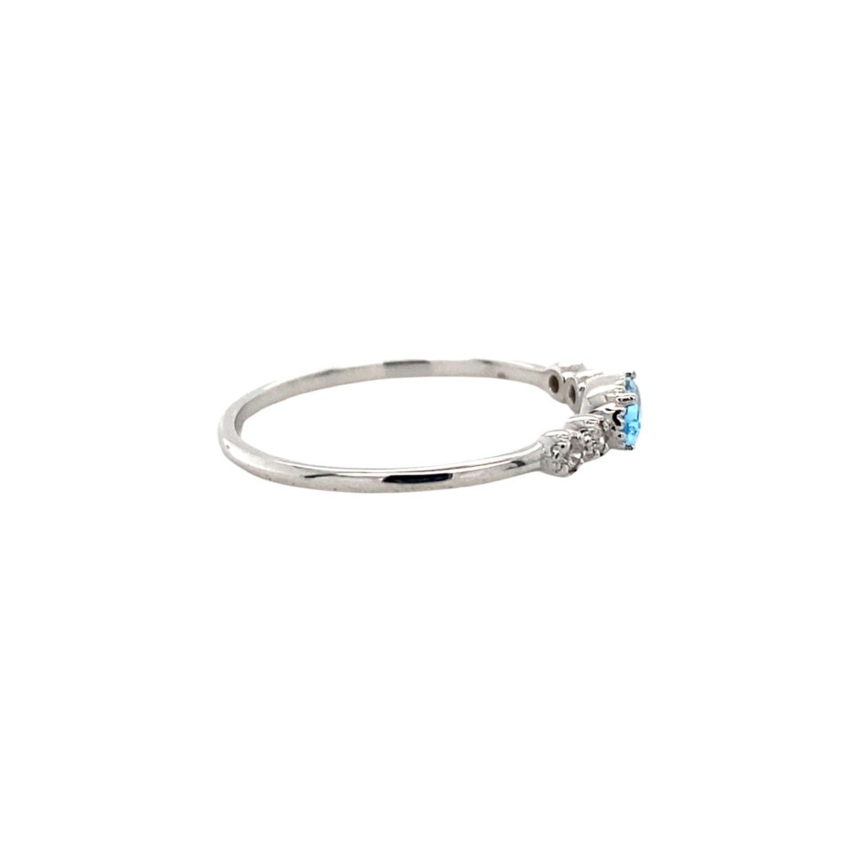 10K White Gold Blue Topaz & Diamond Ring - Image 5