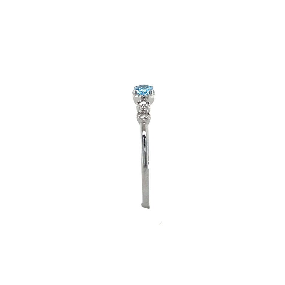 10K White Gold Blue Topaz & Diamond Ring - Image 7