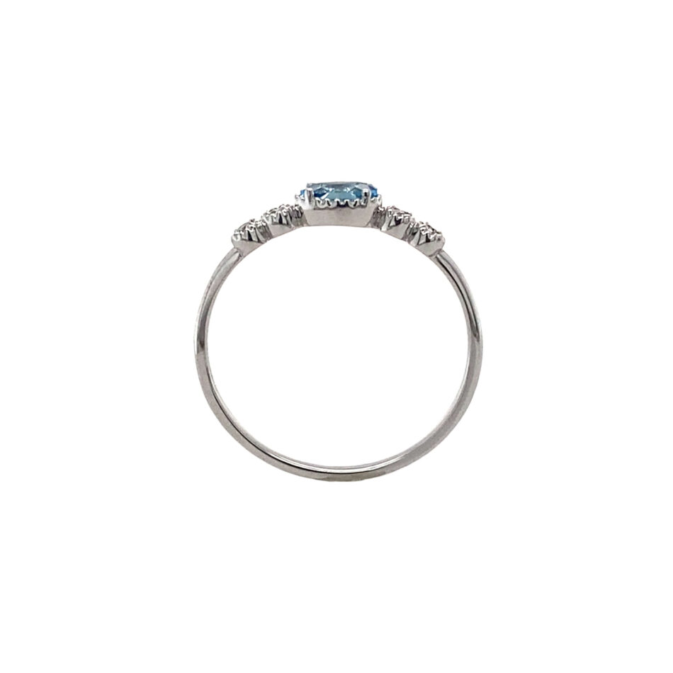 10K White Gold Blue Topaz & Diamond Ring - Image 8