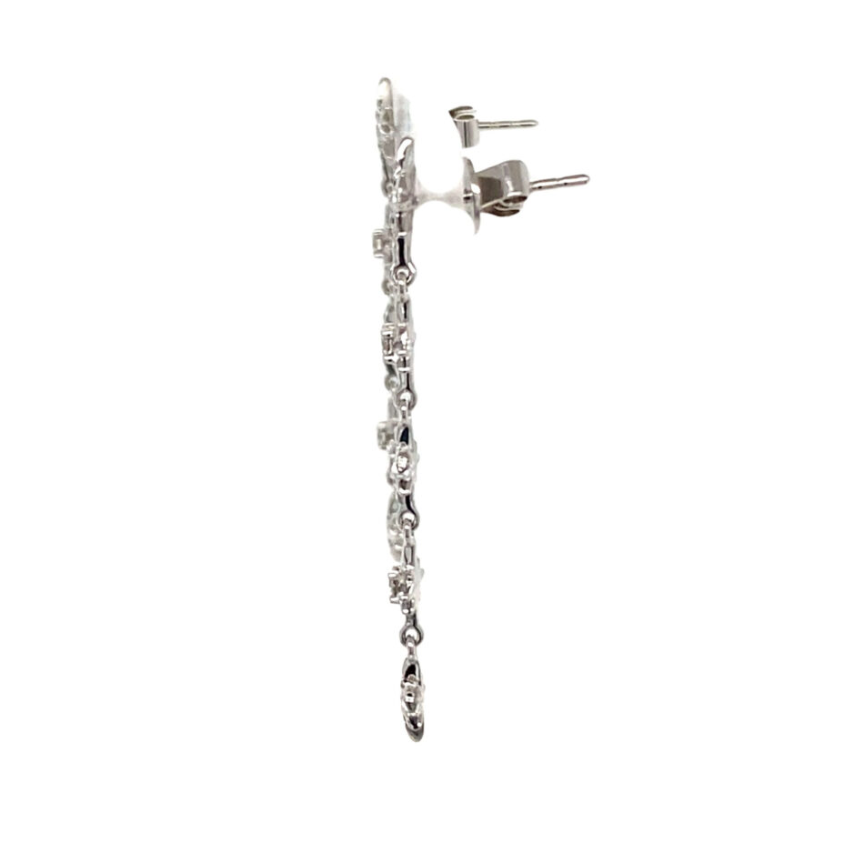 14K White Gold .24ctw Diamond Celestial Dangle Earrings - Image 3