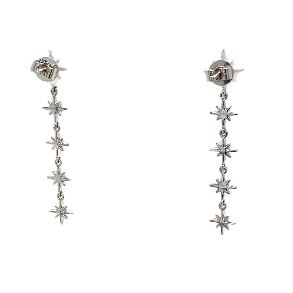 14K White Gold .24ctw Diamond Celestial Dangle Earrings - Image 4
