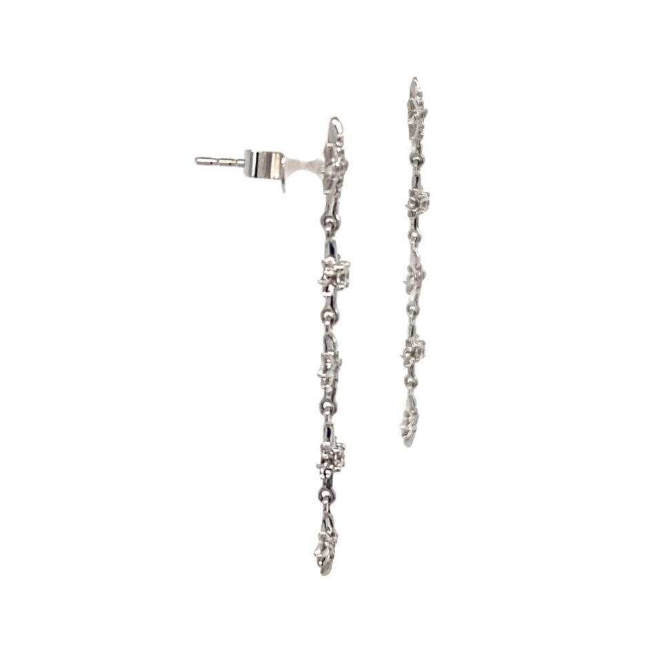 14K White Gold .24ctw Diamond Celestial Dangle Earrings - Image 5