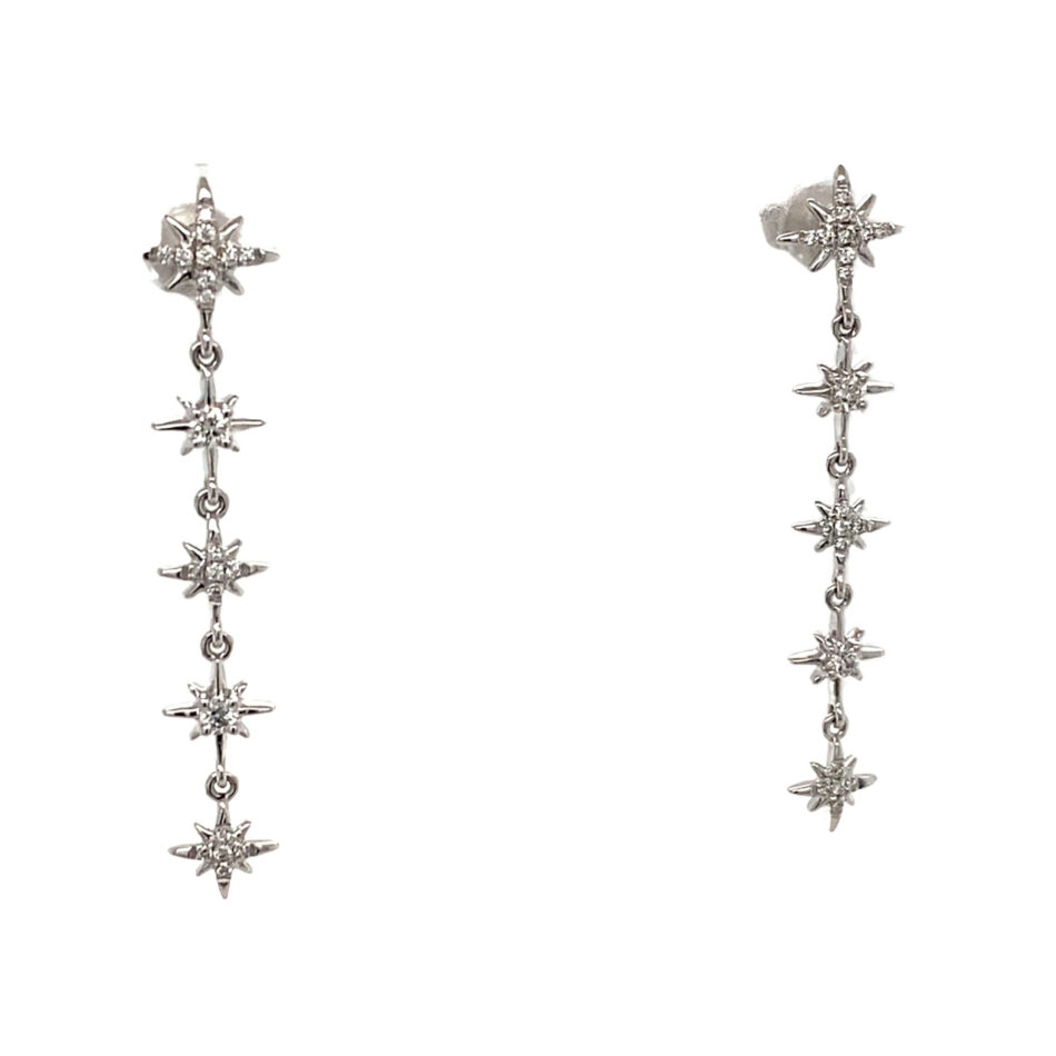 14K White Gold .24ctw Diamond Celestial Dangle Earrings - Image 6
