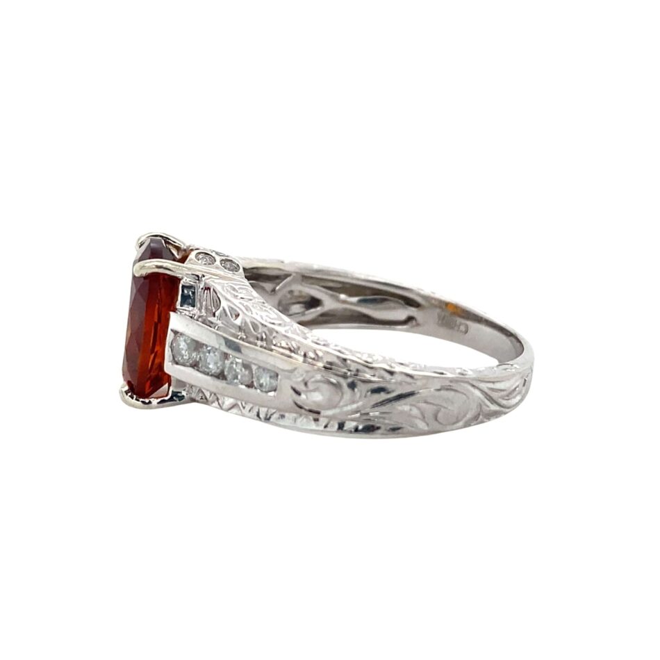 10K White Gold Citrine & Diamond Ring - Image 3