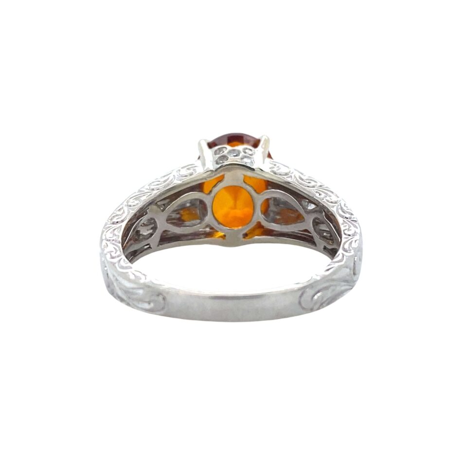 10K White Gold Citrine & Diamond Ring - Image 4