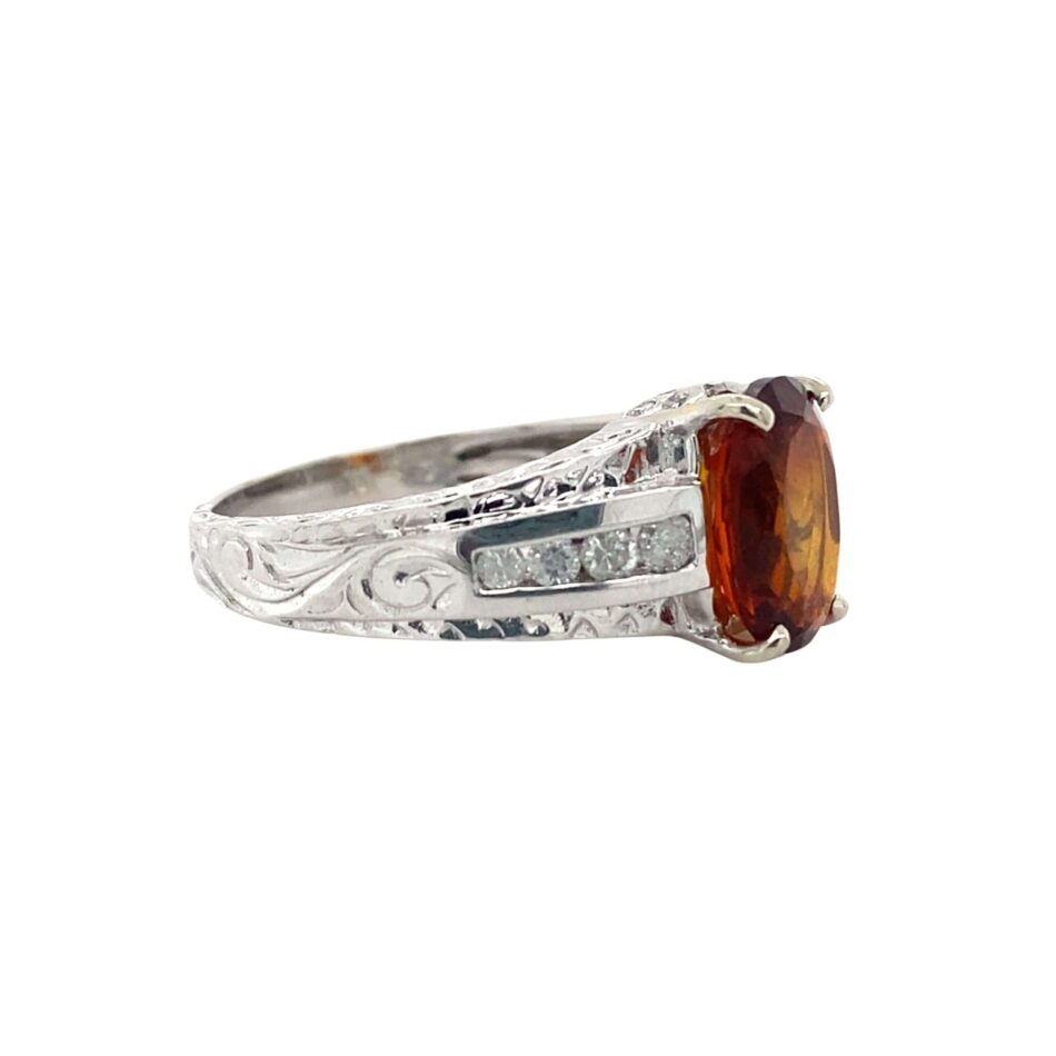 10K White Gold Citrine & Diamond Ring - Image 6