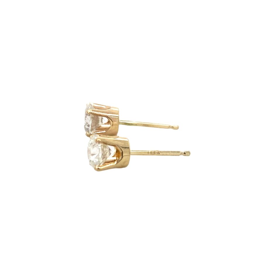 14K Gold .66ctw Diamond Stud Earrings - Image 3