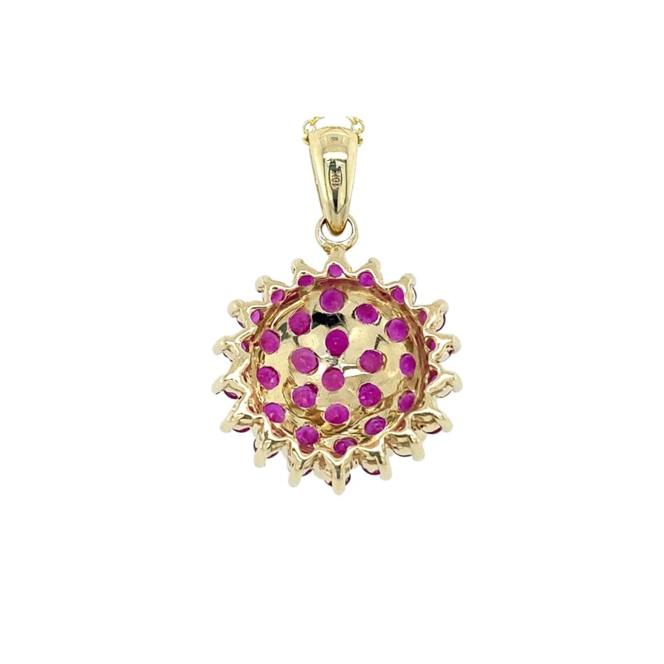 10K Gold 1.70ctw Ruby Cluster Pendant - Image 6