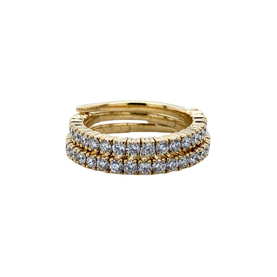 14K Gold 1.08ctw Two-Row Diamond Expandable Ring