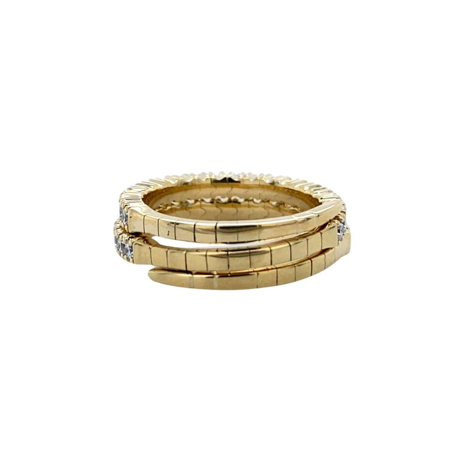 14K Gold 1.08ctw Two-Row Diamond Expandable Ring - Image 4