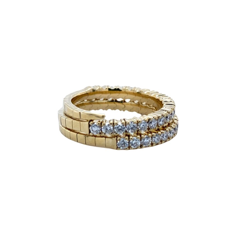 14K Gold 1.08ctw Two-Row Diamond Expandable Ring - Image 5