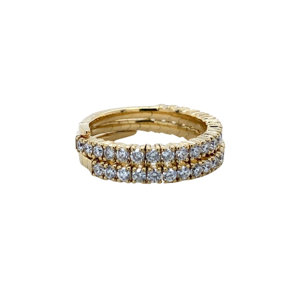 14K Gold 1.08ctw Two-Row Diamond Expandable Ring - Image 6