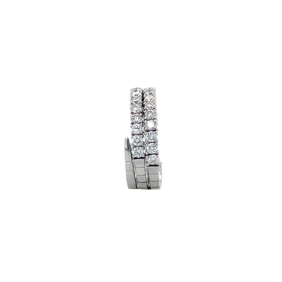 14K White Gold 1.08ctw Two-Row Diamond Expandable Ring - Image 7