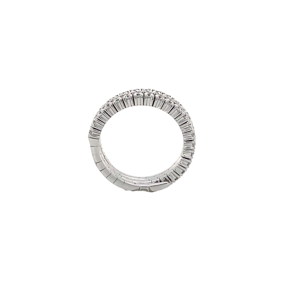 14K White Gold 1.08ctw Two-Row Diamond Expandable Ring - Image 8