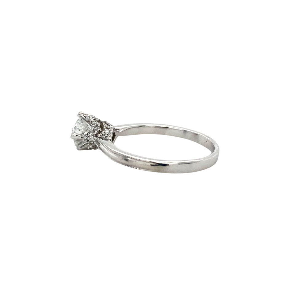 14K White Gold Engagement Ring with Diamond-Encrusted Head - Image 3