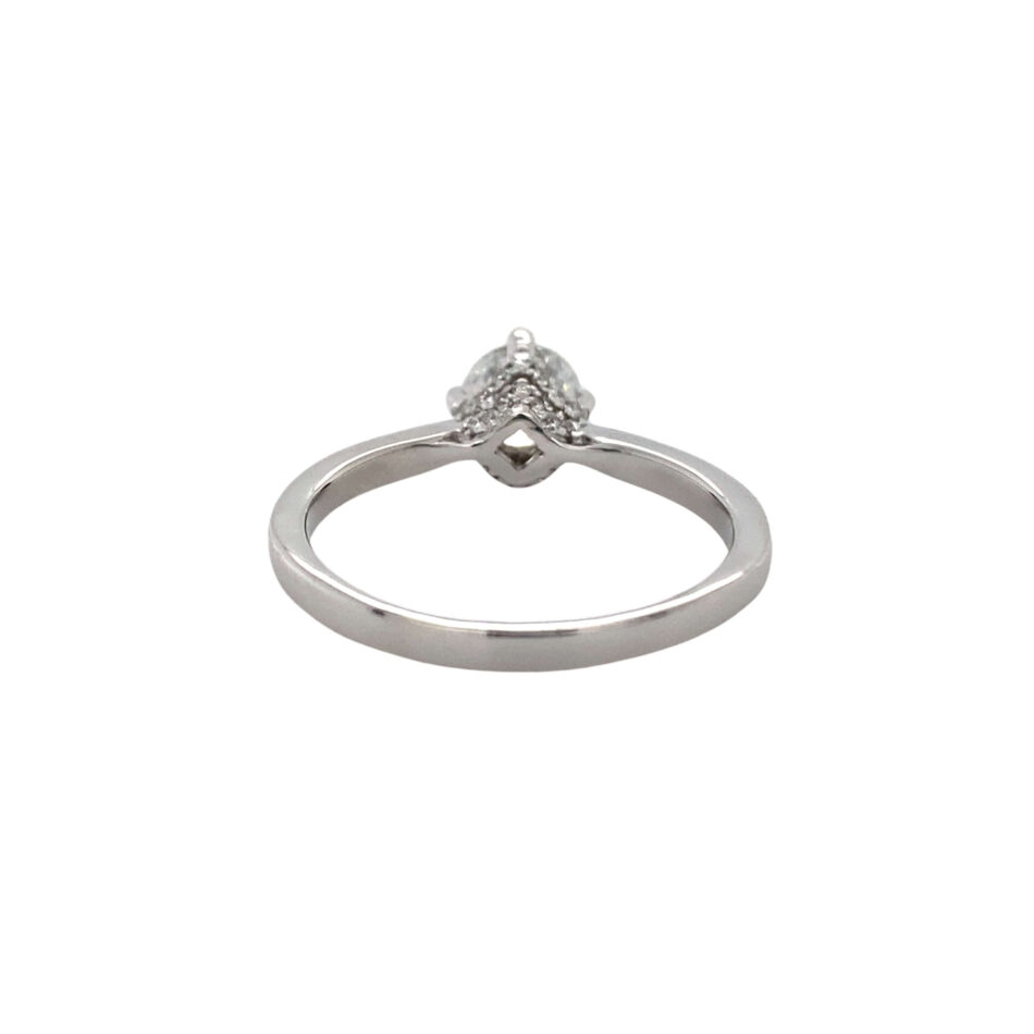 14K White Gold Engagement Ring with Diamond-Encrusted Head - Image 4