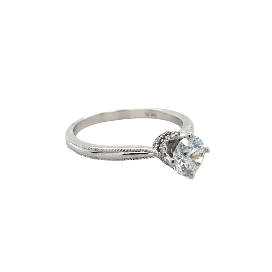 14K White Gold Engagement Ring with Diamond-Encrusted Head - Image 6