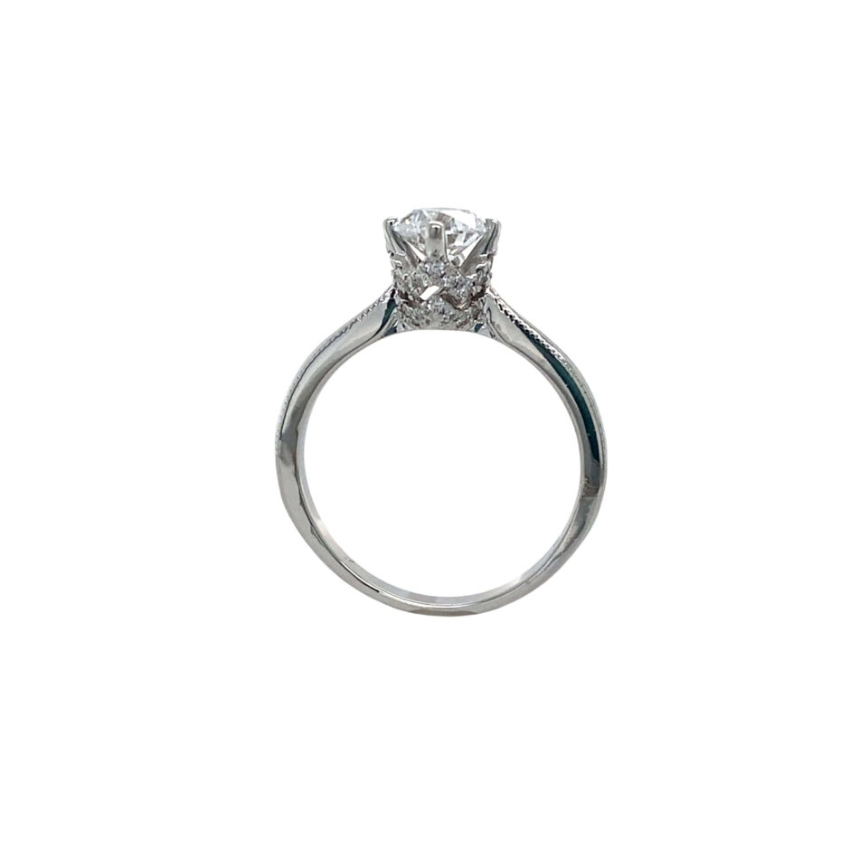 14K White Gold Engagement Ring with Diamond-Encrusted Head - Image 8