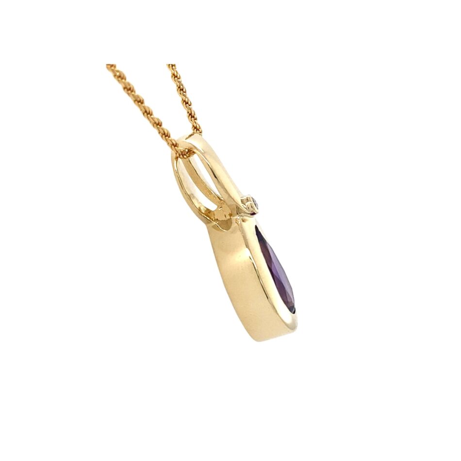 14K Gold Amethyst & Diamond Pendant - Image 5