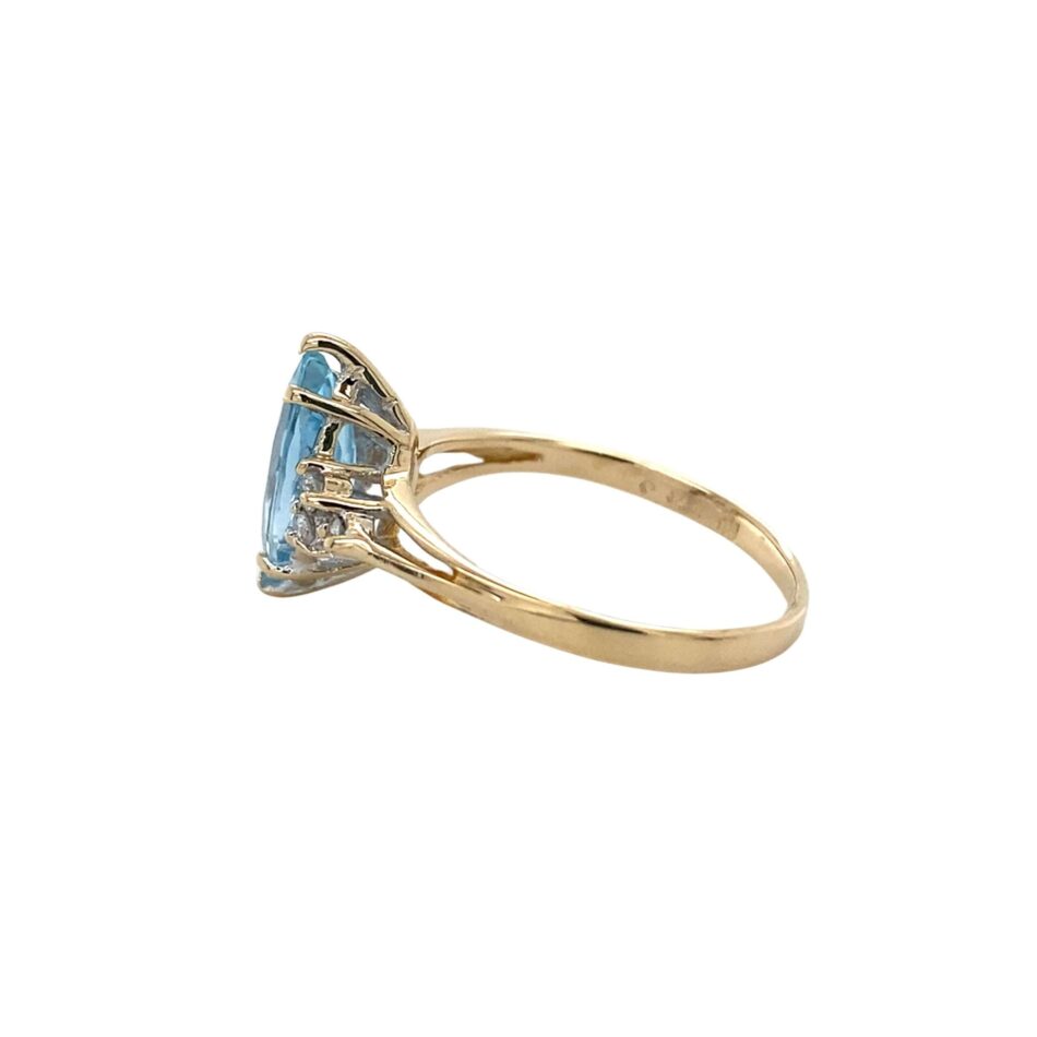 14K Gold Aquamarine & Diamond Ring - Image 3