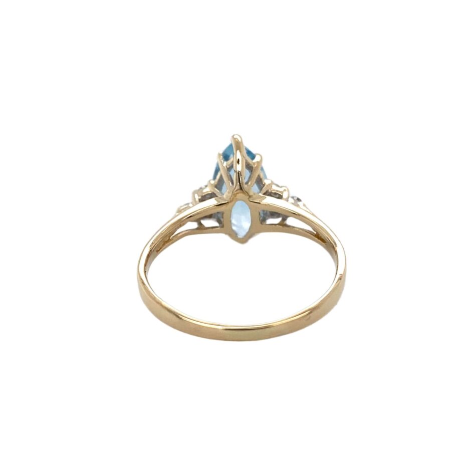 14K Gold Aquamarine & Diamond Ring - Image 4