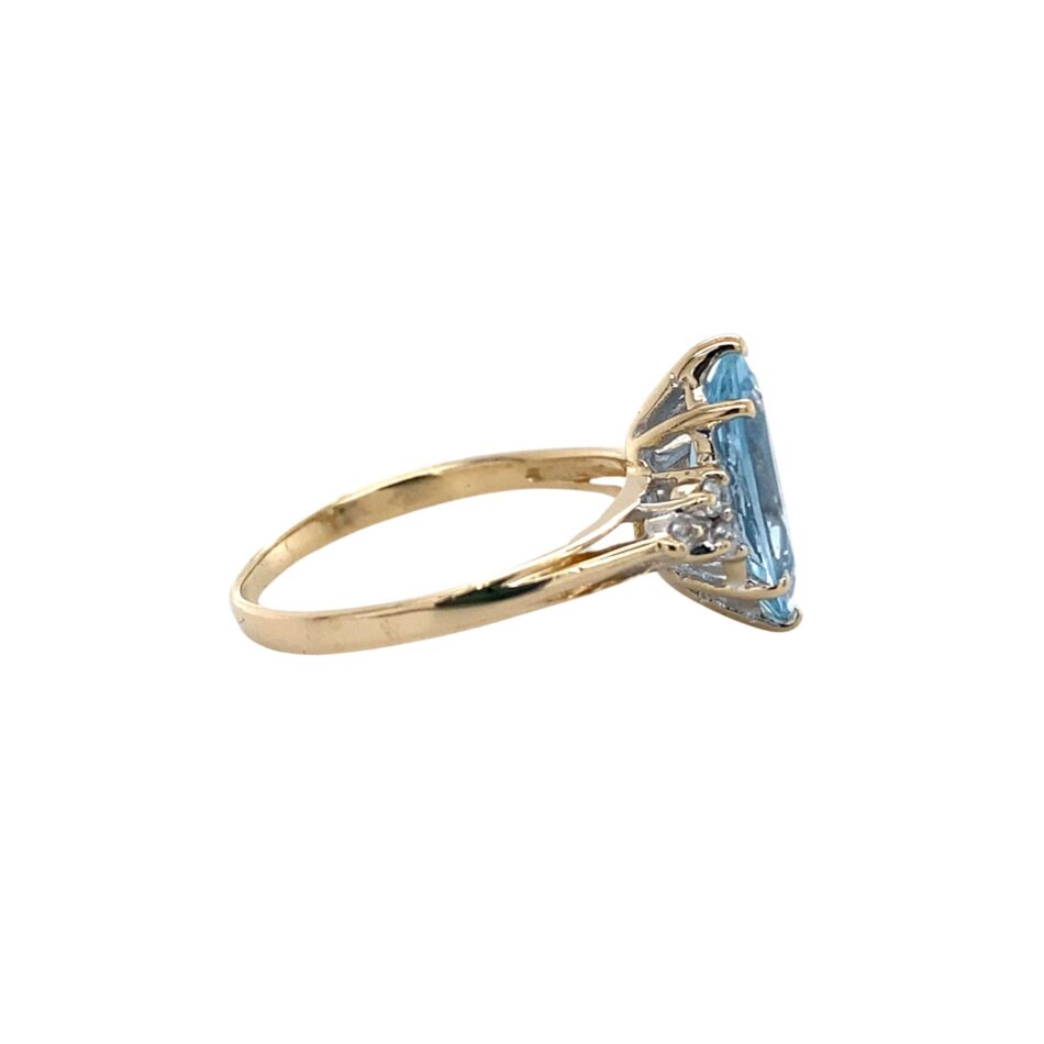 14K Gold Aquamarine & Diamond Ring - Image 5