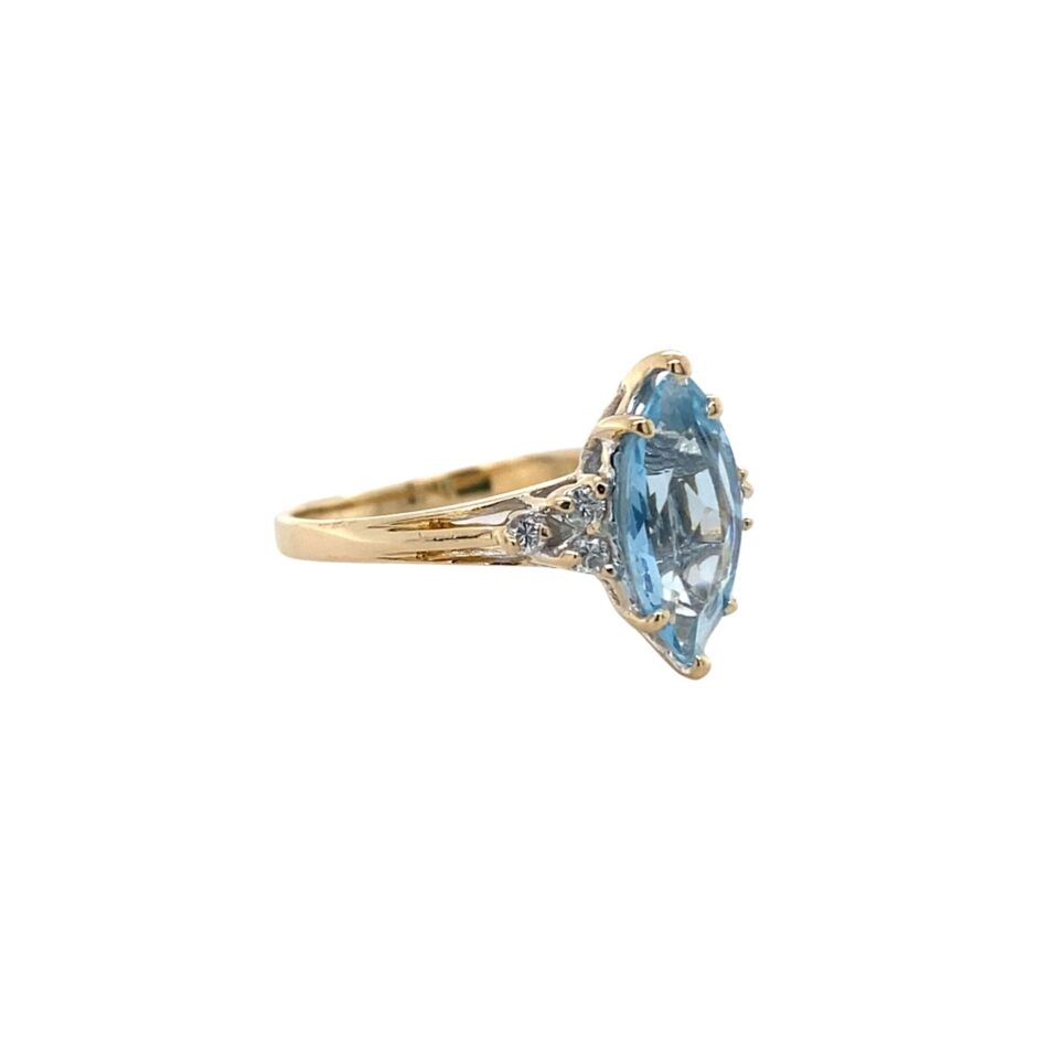 14K Gold Aquamarine & Diamond Ring - Image 6