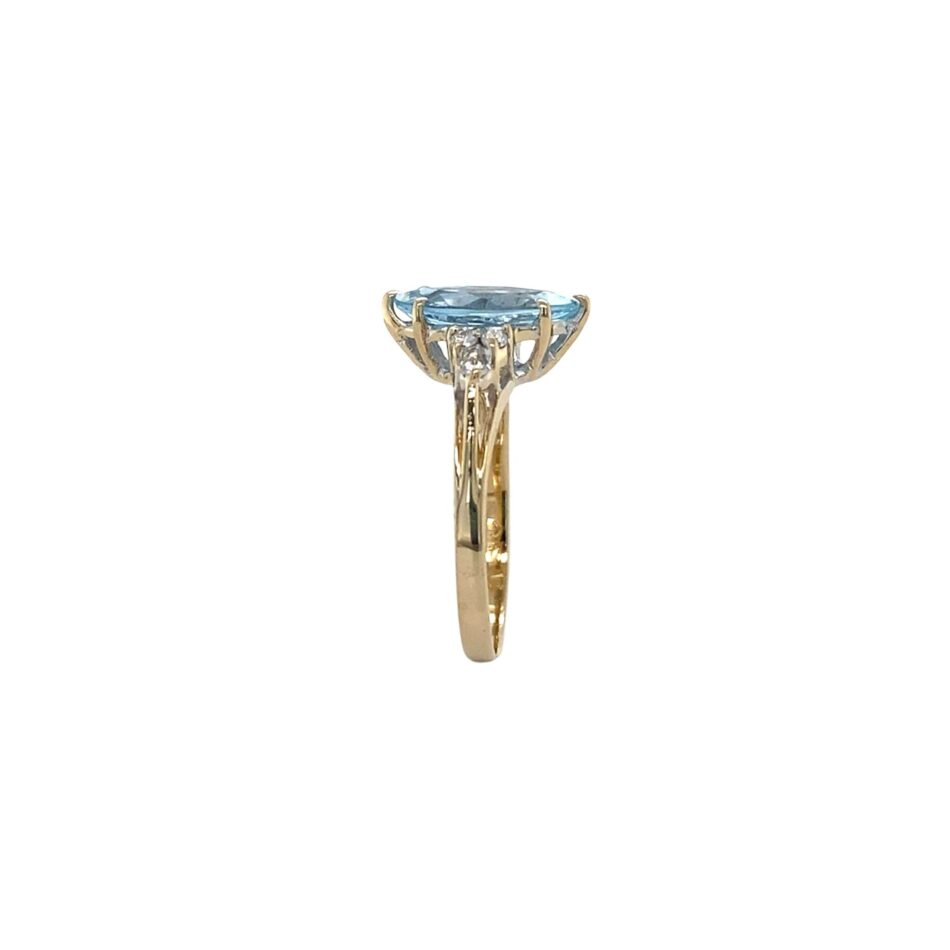 14K Gold Aquamarine & Diamond Ring - Image 7