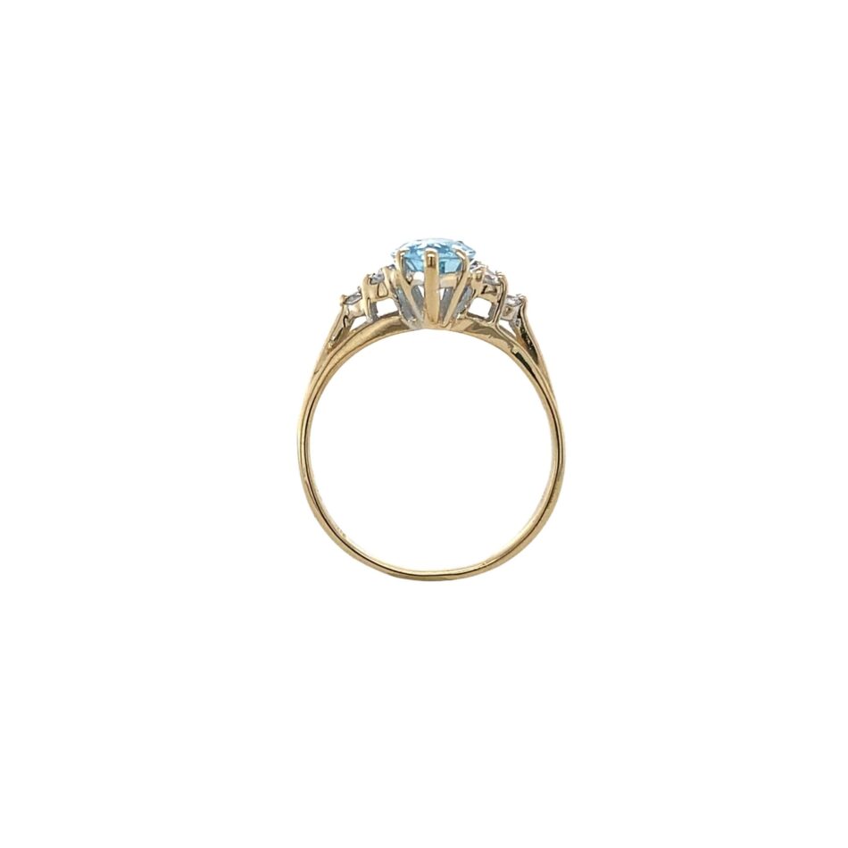 14K Gold Aquamarine & Diamond Ring - Image 8