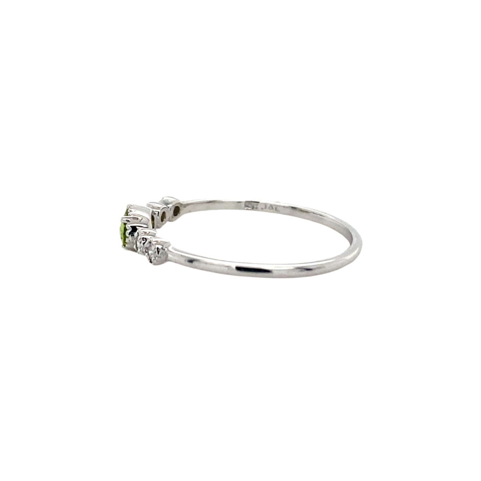 10K White Gold Peridot & Diamond Ring - Image 3