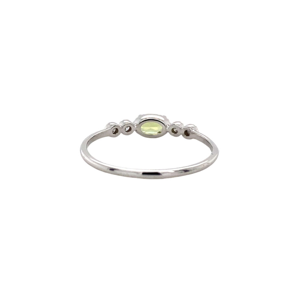 10K White Gold Peridot & Diamond Ring - Image 4