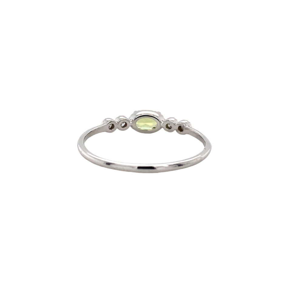 10K White Gold Peridot & Diamond Ring - Image 4